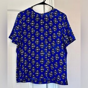 Madewell Blue and Black Floral Blouse